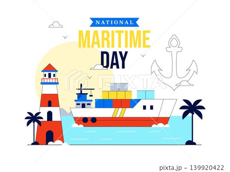 World Maritime Day Vector Illustration Featuring Lighthouse, Cargo Ship, Ocean Transport, Harbor Navigation and Marine Industry Design World Maritime Day Vector Illustration Featuring Lighthouse, Cargo Ship, Ocean Transport, Harbor Navigation and Marine Industry Design 139920422