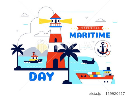 World Maritime Day Vector Illustration Featuring Lighthouse, Cargo Ship, Ocean Transport, Harbor Navigation and Marine Industry Design World Maritime Day Vector Illustration Featuring Lighthouse, Cargo Ship, Ocean Transport, Harbor Navigation and Marine Industry Design 139920427