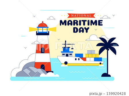 World Maritime Day Vector Illustration Featuring Lighthouse, Cargo Ship, Ocean Transport, Harbor Navigation and Marine Industry Design World Maritime Day Vector Illustration Featuring Lighthouse, Cargo Ship, Ocean Transport, Harbor Navigation and Marine Industry Design 139920428