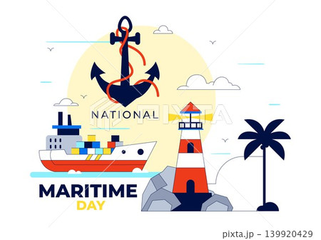 World Maritime Day Vector Illustration Featuring Lighthouse, Cargo Ship, Ocean Transport, Harbor Navigation and Marine Industry Design World Maritime Day Vector Illustration Featuring Lighthouse, Cargo Ship, Ocean Transport, Harbor Navigation and Marine Industry Design 139920429
