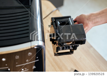 Coffee machine maintenance, removing brewing unit Coffee machine maintenance, removing brewing unit 139920528