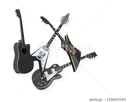 Set of electric acoustic guitars isolated on white background. Set of electric acoustic guitars isolated on white background. 139920593