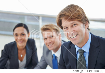 Portrait, happy and team of business people in office together for leadership, management or teamwork. Face, collaboration and partnership with corporate employee group in professional workplace 139920819