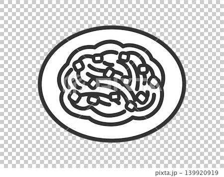 皿に盛り付けられた、焼きそばのアイコン(線画)のイラスト 皿に盛り付けられた、焼きそばのアイコン(線画)のイラスト 139920919