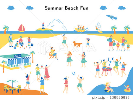 夏のビーチで楽しむ人たち 139920955