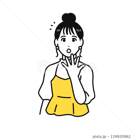 何かに気付くまとめ髪の若い女性のベクターイラスト素材 何かに気付くまとめ髪の若い女性のベクターイラスト素材 139920962