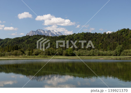 Bavarian Lake Reflection with Alpine Mountain and Forest Bavarian Lake Reflection with Alpine Mountain and Forest 139921370
