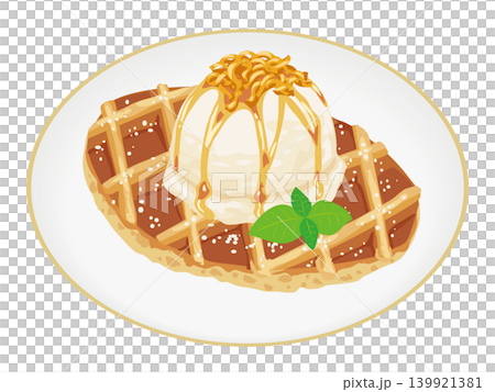 アイスとブラウンチーズがのったクロッフル 139921381