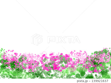 花とグリーンの背景イラスト、白バック 139921637