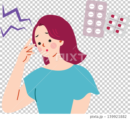患有頭痛的女人的插圖 139921882
