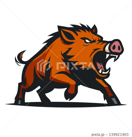 boar full body mascot logo design vector boar full body mascot logo design vector 139921903
