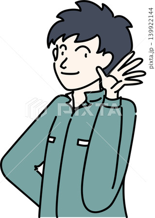 耳を傾ける作業員のイラスト 139922144