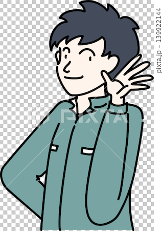 耳を傾ける作業員のイラスト 139922144