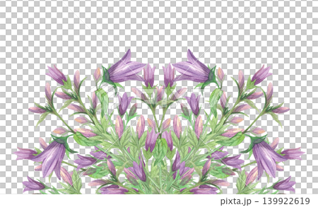 Border of the bluebells branches. Meadow flower watercolor illustration. Handmade art work. For packaging design, cards, cover, prints, product labels and fabric. Border of the bluebells branches. Meadow flower watercolor illustration. Handmade art work. For packaging design, cards, cover, prints, product labels and fabric. 139922619