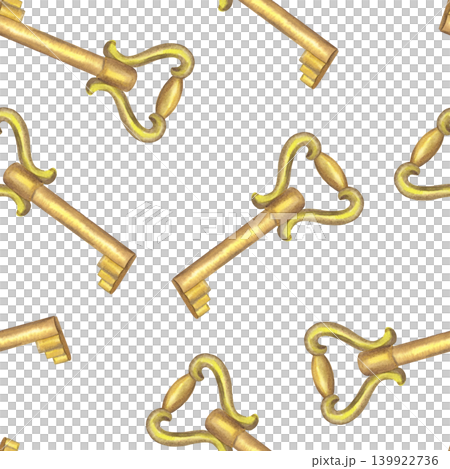 Seamless pattern of the vintage keys. Handmade watercolor illustration. For packaging design, cards, cover, prints, product labels and fabric. Seamless pattern of the vintage keys. Handmade watercolor illustration. For packaging design, cards, cover, prints, product labels and fabric. 139922736