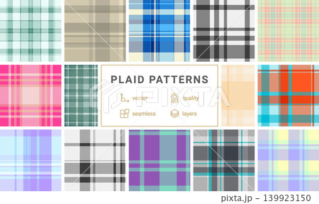 Plaid bundle for fashion, stationery, and home interiors. Coordinated tartan repeats enhance project aesthetics. Plaid bundle for fashion, stationery, and home interiors. Coordinated tartan repeats enhance project aesthetics. 139923150