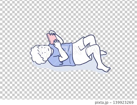 男孩躺著玩遊戲的插圖 男孩躺著玩遊戲的插圖 139923269