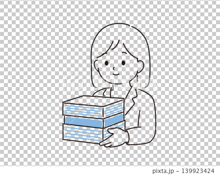 Book: Illustration of a female office worker carrying documents. Book: Illustration of a female office worker carrying documents. 139923424