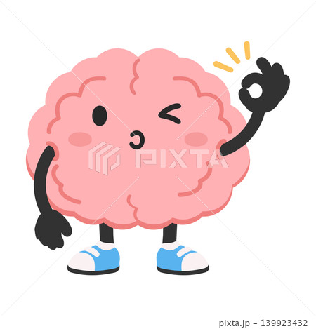 Cute Brain Character Giving Okay Sign 139923432