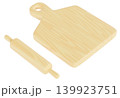 木目調 まな板 麺棒 イラスト セット キッチンツール 台所用品 3Dレンダリング画像 139923751