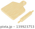 木目調 まな板 麺棒 イラスト セット キッチンツール 台所用品 3Dレンダリング画像 139923753