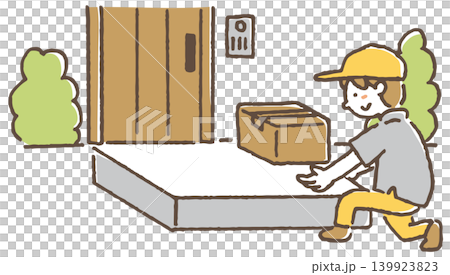 置き配をする配達員のイラスト。 139923823