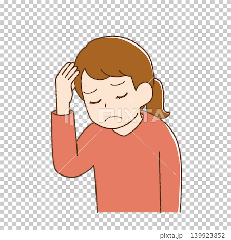 一位可愛的女士頭痛難忍 一位可愛的女士頭痛難忍 139923852