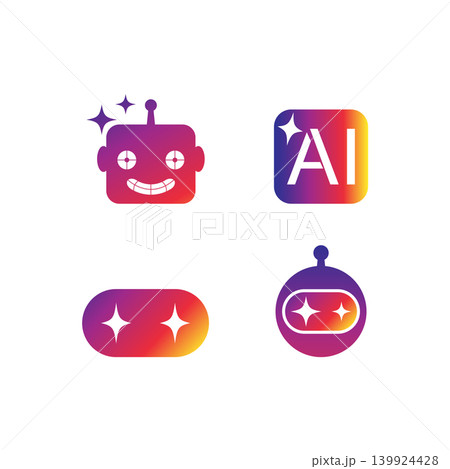 Artificial intelligence robotic logo Artificial intelligence robotic logo 139924428