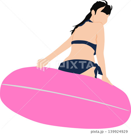 水着を着た女性が浜辺にいるイラスト 水着を着た女性が浜辺にいるイラスト 139924929