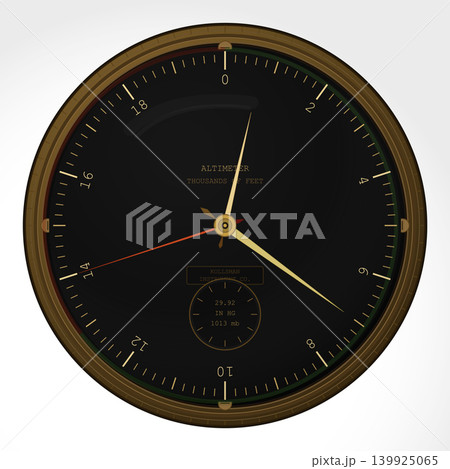 World War II aircraft altimeter dial with brass bezel World War II aircraft altimeter dial with brass bezel 139925065