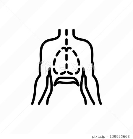 Diaphragm thin line icon. Respiratory system of human. Modern vector illustration. Diaphragm thin line icon. Respiratory system of human. Modern vector illustration. 139925668