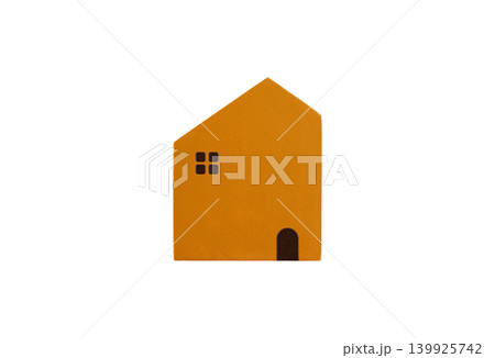 Small Yellow Wooden House Toy Isolated on White Background Small Yellow Wooden House Toy Isolated on White Background 139925742
