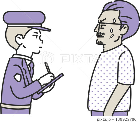 男に職務質問をする警察官のイラスト 男に職務質問をする警察官のイラスト 139925786