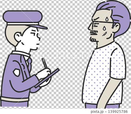 男に職務質問をする警察官のイラスト 男に職務質問をする警察官のイラスト 139925786