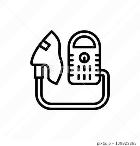 Nebulizer thin line icon. Medical equipment for inhalation in the diseases: asthma, bronchitis, rhinitis. Modern vector illustration. Nebulizer thin line icon. Medical equipment for inhalation in the diseases: asthma, bronchitis, rhinitis. Modern vector illustration. 139925865