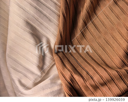 Beige And Brown Ribbed Fabric Texture Background 139926039
