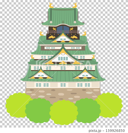 Osaka Castle, Osaka, tourist attraction illustration material 139926850