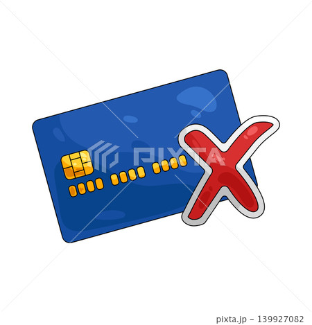 Illustration of credit card with cross mark Illustration of credit card with cross mark 139927082