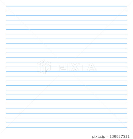 Lined sheet for school, work, office. Education background. Blank sheet of blue lined paper. Notebook paper lined sheet layout. Paper typography blue pattern for writing, notes, sketching, journaling. 139927531
