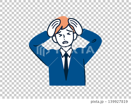 頭を抱えて悩む困る男性 139927819