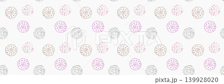 Pastel Japanese Seamless Pattern Background. Soft Hand Drawn Ink Circles and Dotted Brush Marks for Textile Surface Design 139928020