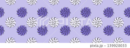 Lavender Spiral Flower Seamless Pattern with Black Ink Lines 139928033