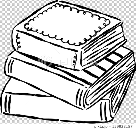 Stack Books Outline Stylized Hand Drawn, preppy bookish Stack Books Outline Stylized Hand Drawn, preppy bookish 139928187