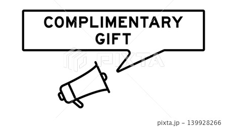 Megaphone icon with speech bubble in word complimentary gift on white background Megaphone icon with speech bubble in word complimentary gift on white background 139928266
