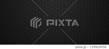 Hexagonal honey comb grid background dark black pattern 139928456