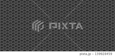 Dark perforated metal background, circular hole black pattern 139928459