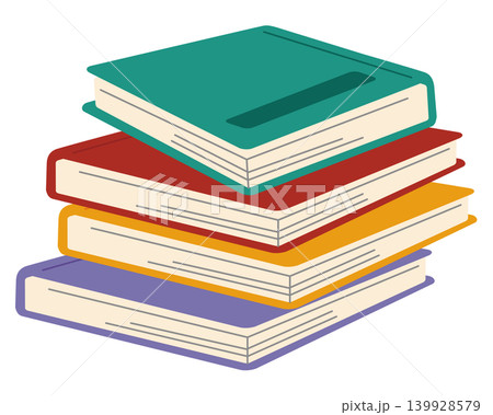 本や書籍が積み上がった積読本勉強教材ベクター素材 139928579