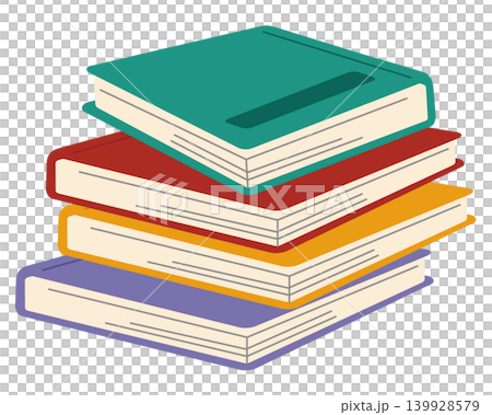 本や書籍が積み上がった積読本勉強教材ベクター素材 139928579