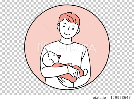 赤ちゃんを抱いた男性 赤ちゃんを抱いた男性 139928648