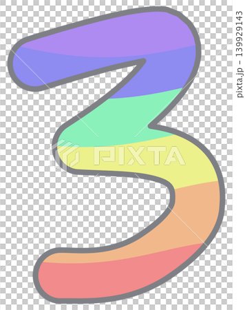 Colorful pride rainbow alphabet number three 139929143